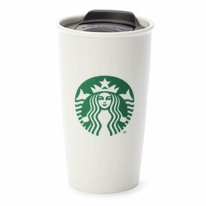 Starbucks 2011 Classic White and Green Double Wall Ceramic Travel Tumbler